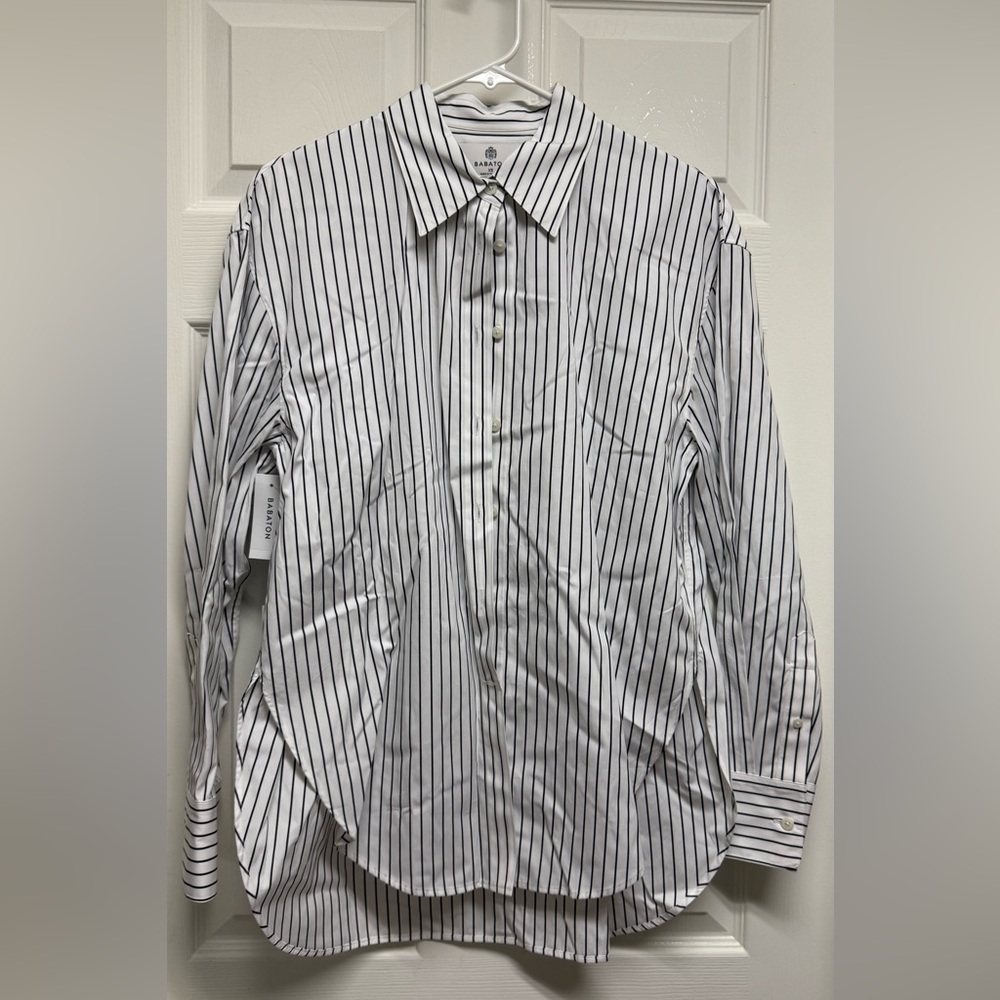 Aritzia babaton essential poplin shirt - hannah white/black licorice